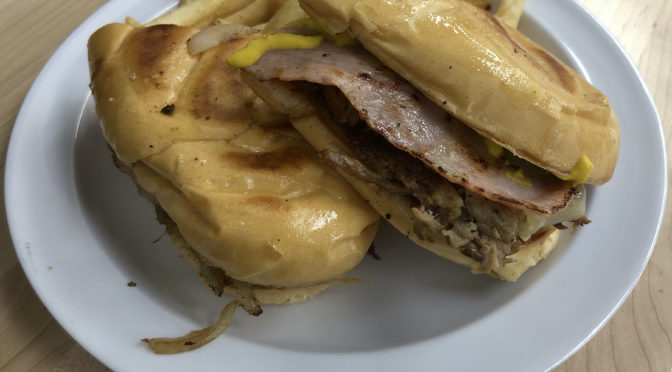 Galan's medianoche sandwich, a Cuban treat intended for midnight snacking, is just fine at midday.