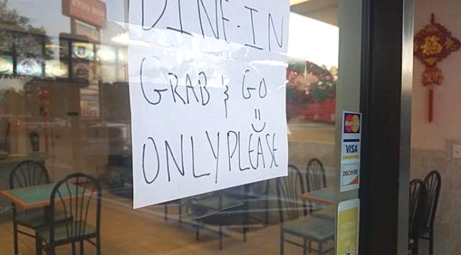 No dine-in, grab-and-go only.