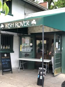 A long table at the entrance to the Irish Rover makes it easy to pick up your dinner with proper no-touch social distancing. pickup. 