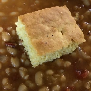 LuCretia's cornbread is light and crumbly and delicious. 