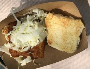 The Minnesota fish fry slider at Oskar's is cod fried crunchy, with a dab of slaw for flavor contrast.
