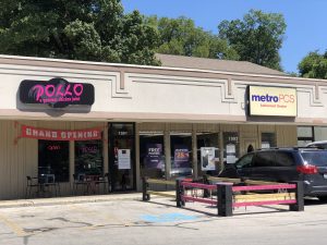 Pollo's colorful corral and a shaded sidewalk make room for four socially distanced outdoor tables.