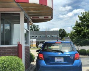 If you're driving a compact, you'll have to reach up to grab your to-go order at ToGo, but pull up close and it's not a problem.