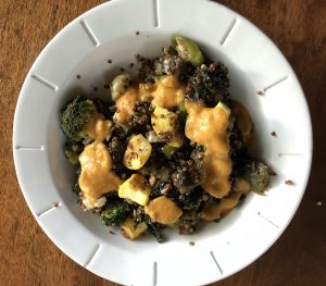 Bits of tender green nopales (cactus), yellow squash, kale and quinoa and a piquant fried tomato sauce elevate Mayan Cafe's cactus stir-fry entree.