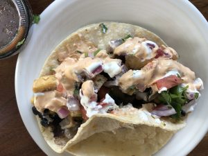 Tofu? On a taco!? Say it ain't so! But trust us: I Love Tacos' version is startlingly good, with cubes of fried tofu smothered in a build-your-own mix of spicy chipotle aoili, black beans, pico de gallo, and cilanto and onion on a white-corn tortilla. 