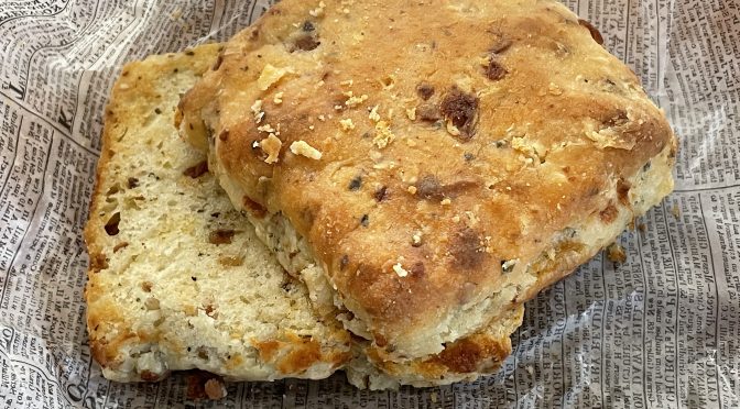 Cheddar and herbs are baked into this specialty biscuit at Boujie Biscuit.