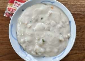 Clam chowder at the Fishery is so thick that you can stand up your spoon in it, more stew than chowder.