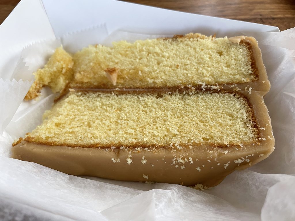 This yellow cake with caramel icing will make you want to come back for more