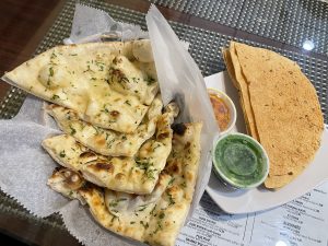 Garlic naan and pappadums