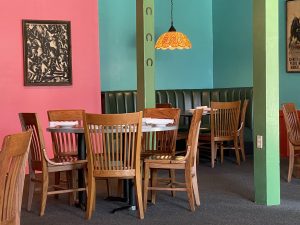 The bright colors in La Suerte's dining rooms set a happy South-of-the-Border mood.