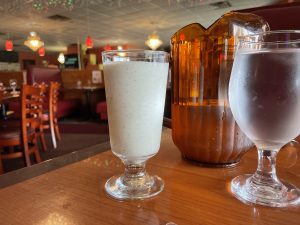 Bombay Grill's lassi, an Indian yogurt drink, is thick and rich, with a distinct scent of cumin.