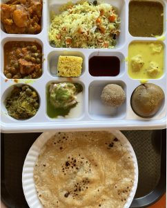 This spicy thali platter offers tastes from Northwestern India's Rajasthani region, near Pakistan.