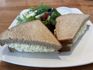 Egg salad might sound boring, but Cheddar Box Too makes it exceptionally well, a creamy, appetizing mix of eggs and mustard with a tangy taste of sweet relish on simple wheat bread.