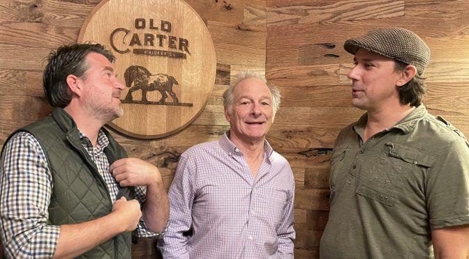 Mark Joseph Carter jokes with Old Carter staffers Brian Booth (left), private membership and social club director, and Jay Matthews (right), operations and production.