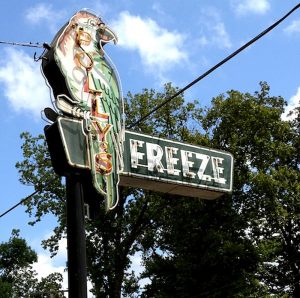 The familiar neon parrot at Polly's Freeze has long lured visitors to the Southern Indiana road trip destination.