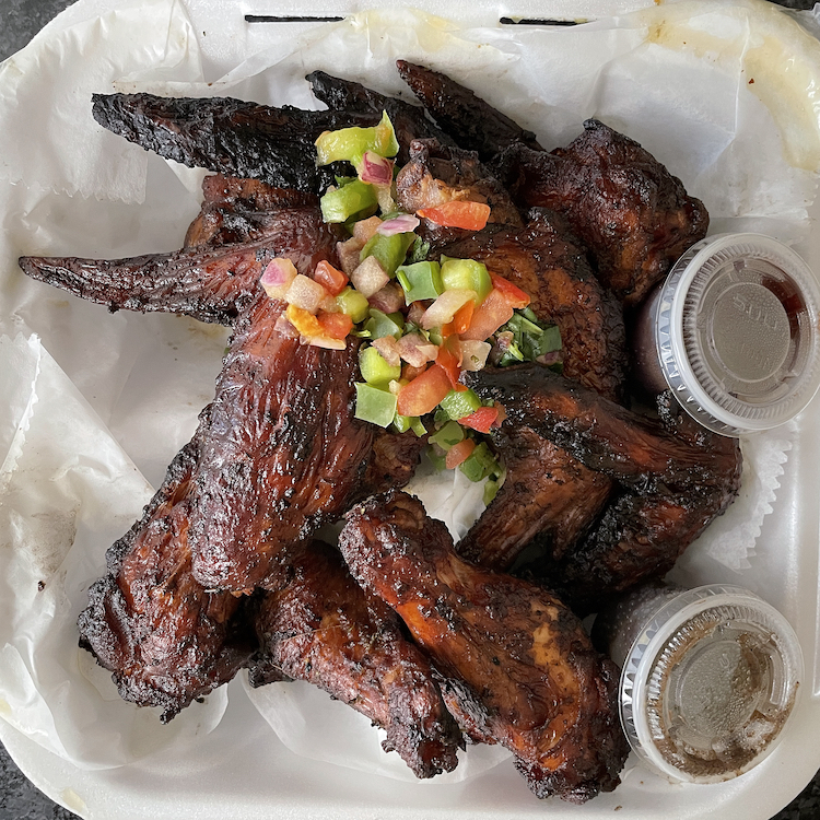 Eden & Kissi's, oversize wings are as charred and smoky as a four-alarm fire but much more delicious. They were one of my favorite dishes of 2022.
