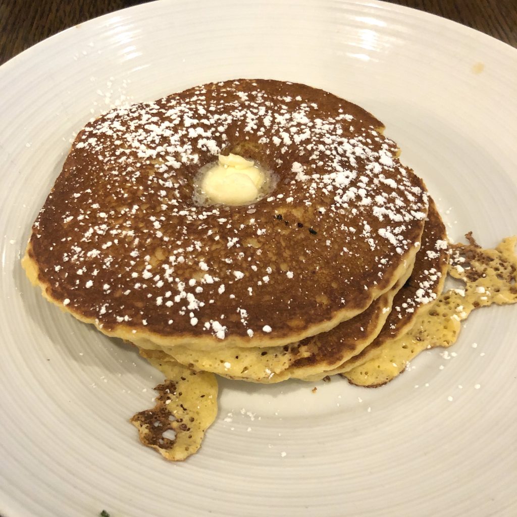 Pancakes like these from Fork & Barrel make a great breakfast or brunch dish, but sitting down on a pool of pancake syrup on your chair (not at Fork & Barrel) is no fun at all.