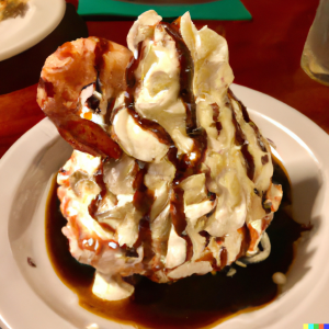 A dessert ... with shrimp! Photo-style image created with the assistance of DALL-E-2.