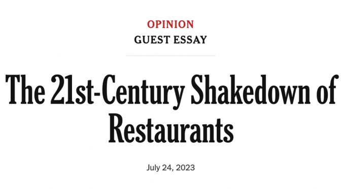 In a recent New York Times opinion piece, writer Karen Stabiner declared pay-for-post social media influencers “The 21st-Century Shakedown of Restaurants.”