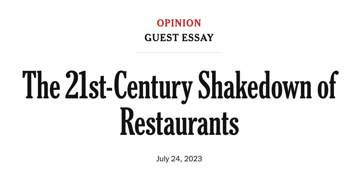 In a recent New York Times opinion piece, writer Karen Stabiner declared pay-for-post social media influencers “The 21st-Century Shakedown of Restaurants.”