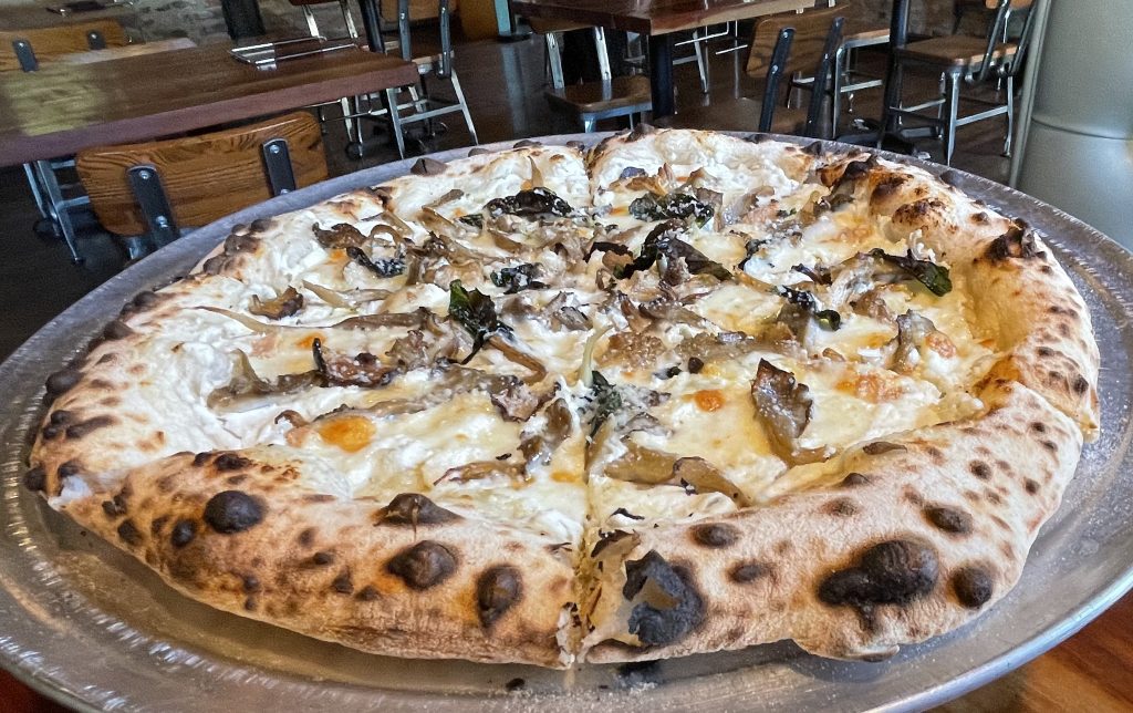 "Funghi" is Italian for "mushrooms," and Pizza Lupo's funghi pie is loaded with fancy specimens from local Frondosa Farms, along with four Italian cheeses.