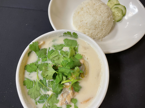 The subtle aromatics of chicken broth and coconut milk, lemongrass and salantro elevate the flavor of tom kha gai (Thai hot and sour chicken soup).