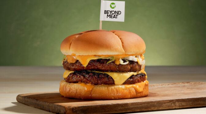 The Beyond Burger 3.0, launched in 2021, claims a healthier mix of plant proteins and a more beeflike flavor than ever. (Beyond Meat image via Wikipedia.)